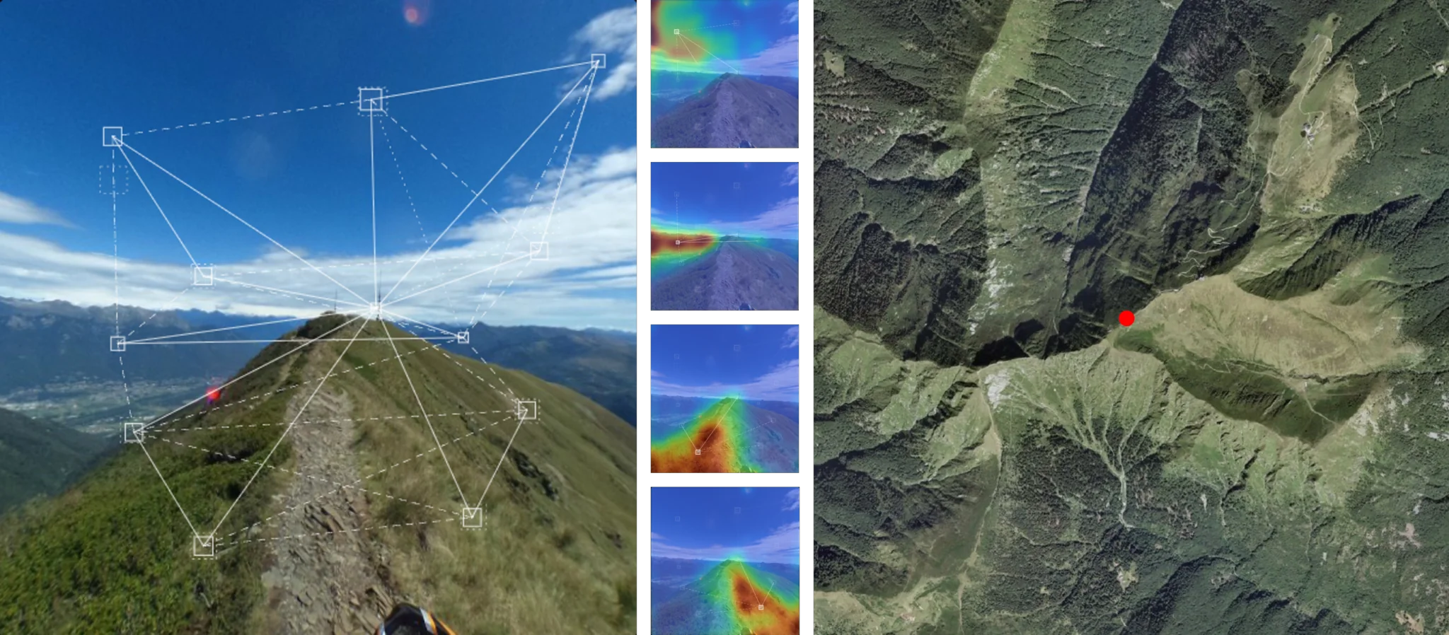 Tracing visual relationships back to image regions and a geographic location.